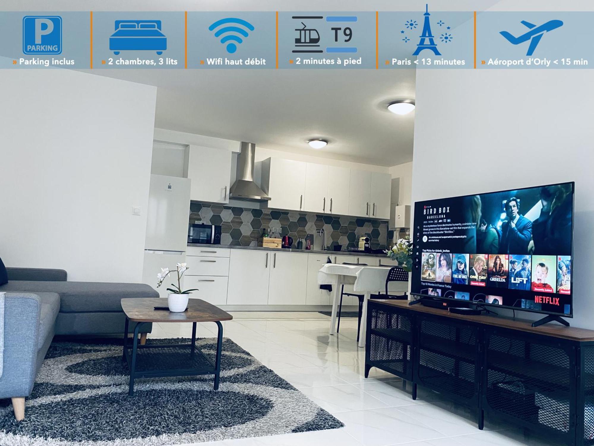Appartement Parisien Neuf, Moderne Avec Une Grande Salon, 2 Chambres, 4 Lits, Parking Gratuit, 15Min De Paris Et 13 Min Aeroport Orly Вітрі-сюр-Сен Екстер'єр фото